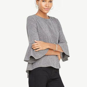 Ann Taylor Heather Gray Flounce Top